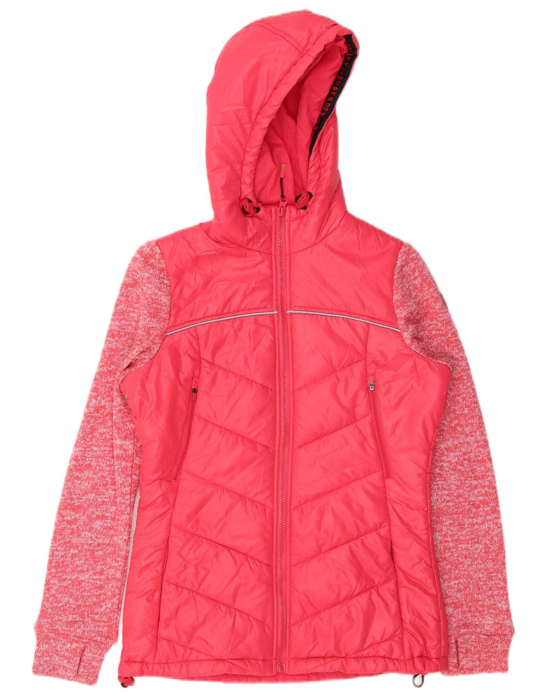 Superdry ženska podstavljena jakna s kapuljačom UK 8 mali ružičasti flekasti poliester