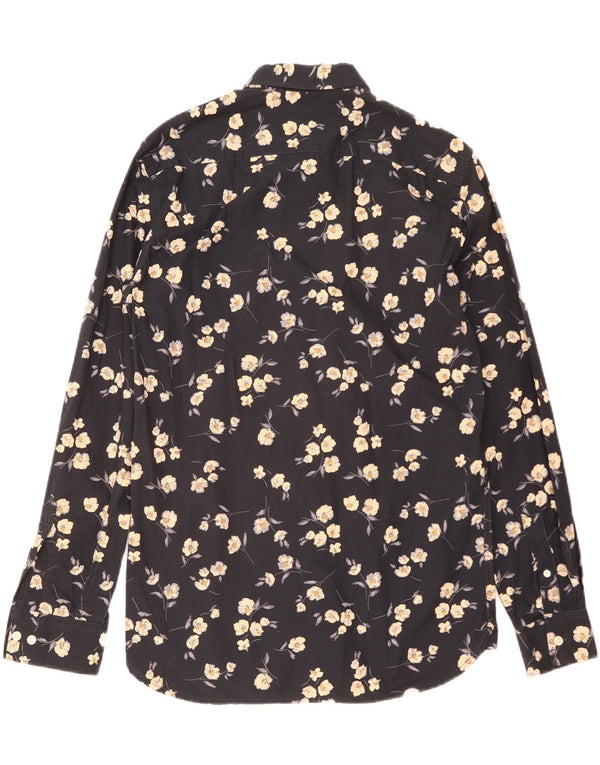 French Connection Mens Shirt Medium Navy Blue Floral Cotton