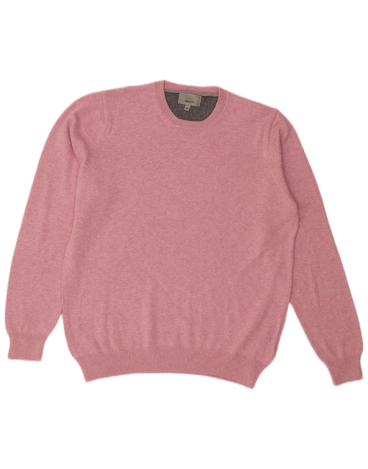 Marks & Spencer Herren-Pullover mit Rundhalsausschnitt, reguläre Passform, Mittelrosa