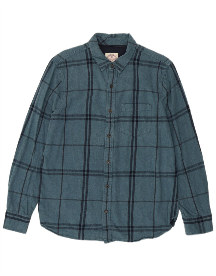 Fat Face Mens Flannel Shirt Medium Blue Plaid Cotton