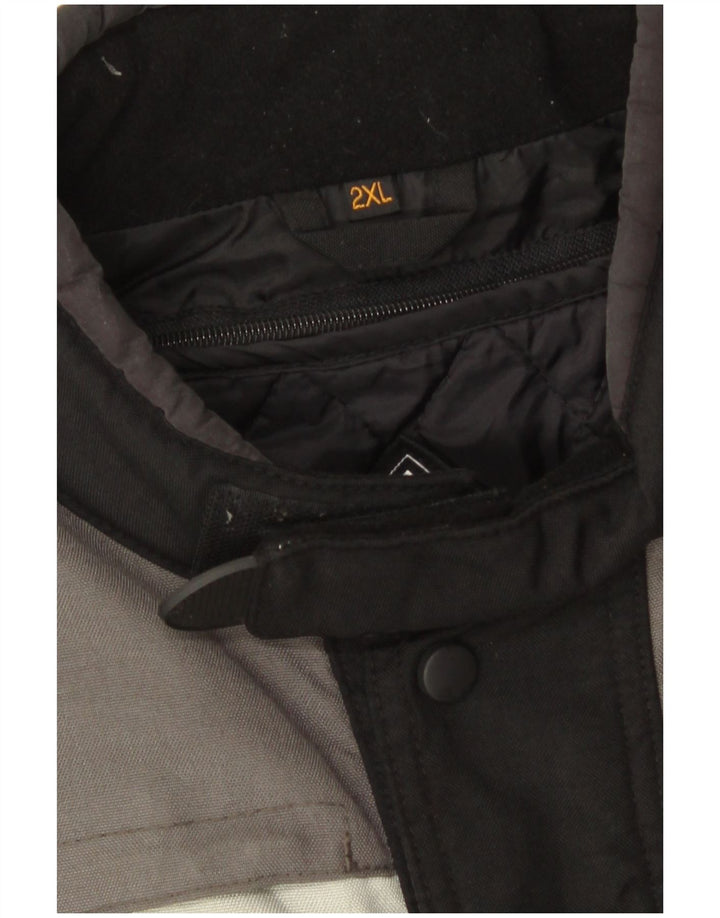 Vintage Mens Racer Jacket UK 44 2XL Black Colourblock Polyamide