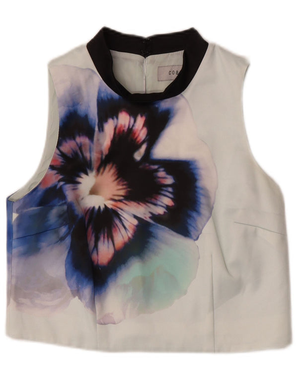 Coast Womens Crop Ærmeløs bluse Top UK 12 Medium Green Floral Polyester
