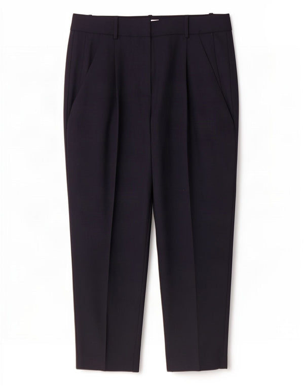 Reiss Womens Crop Tapered Suit Bukser UK 12 Medium W32 L26 Marineblå Uld