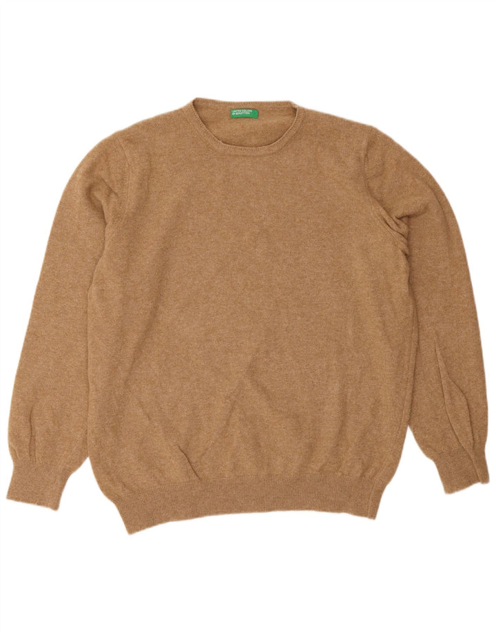Maglione maglione girocollo da uomo Benetton marrone medio