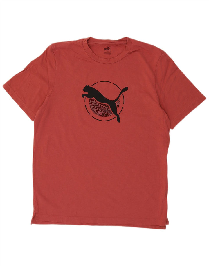 Puma Herre Grafisk T-Shirt Top Stor Rød Bomuld