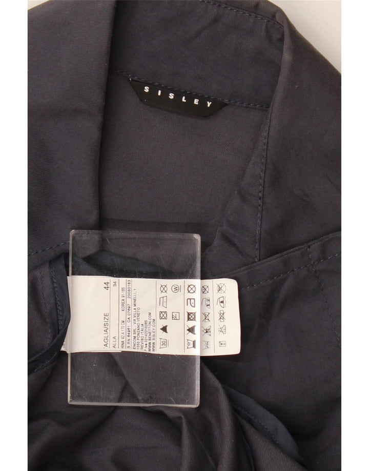 Sisley Damen Trenchcoat IT 44 Medium Marineblau Baumwolle