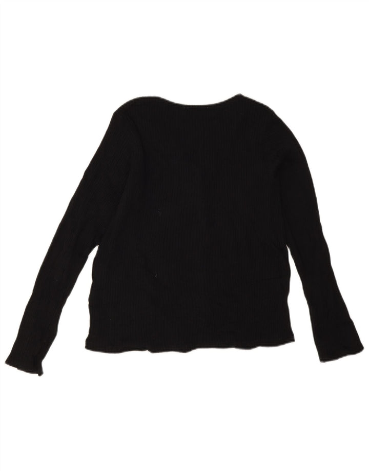 Zara Womens Crop Top Long Sleeve UK 12 Medium Black