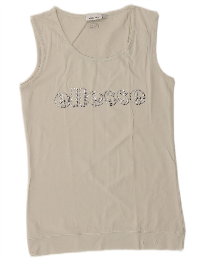 Ellesse Débardeur graphique pour femme UK 10 Small Blanc