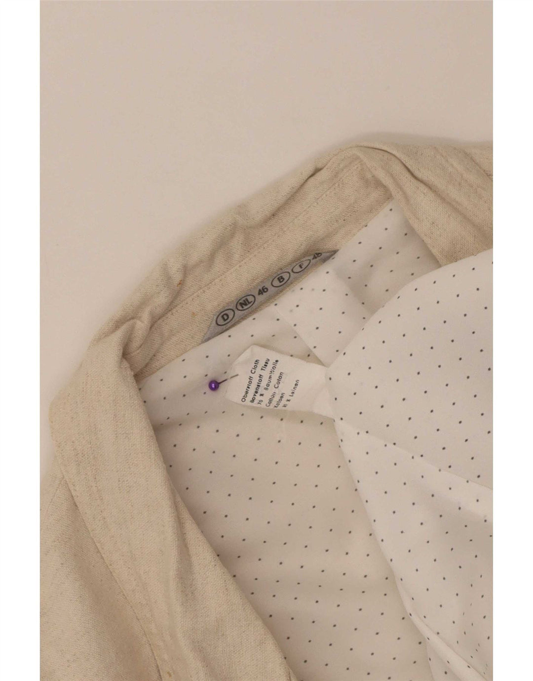 Vintage hombres doble pecho Blazer chaqueta EU 46 pequeño algodón beige