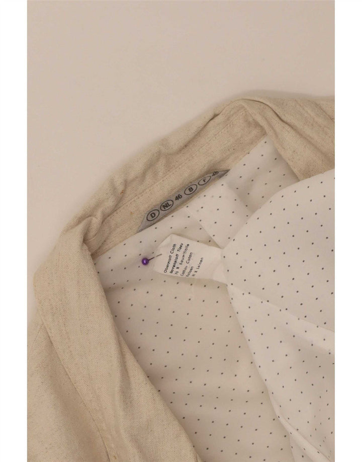 Vintage hombres doble pecho Blazer chaqueta EU 46 pequeño algodón beige