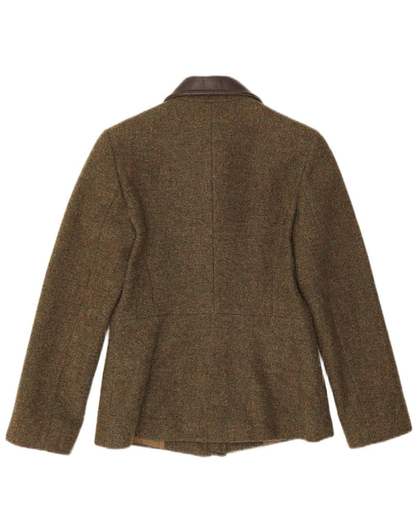 Max & Co. Chaqueta tipo blazer con cremallera completa para mujer UK 8 Small Khaki Wool
