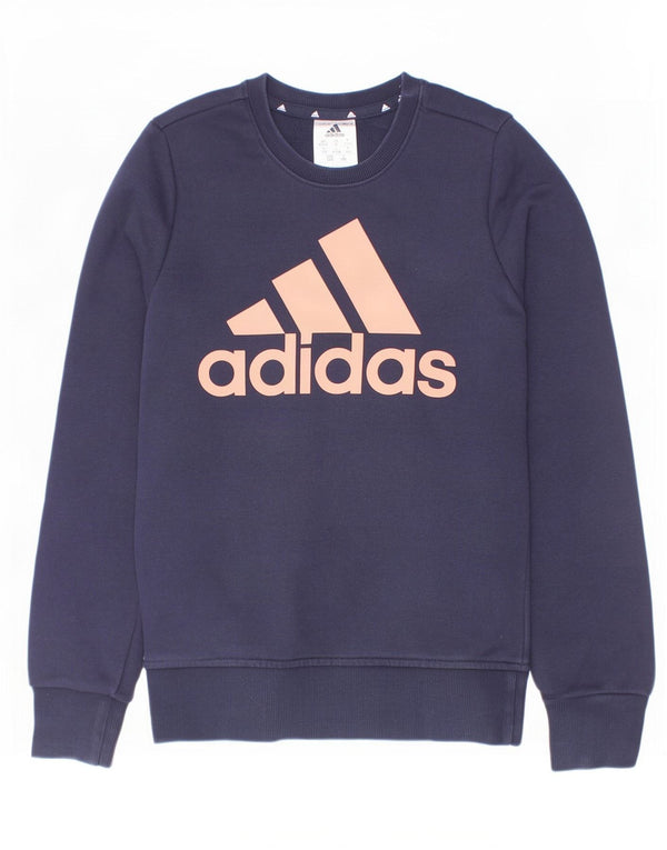 Adidas piger grafisk sweatshirt trøje 11-12 år marineblå bomuld