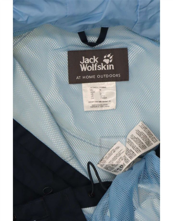 Jack Wolfskin Regnjakke med hætte til kvinder UK 12/14 Medium Navyblå polyamid