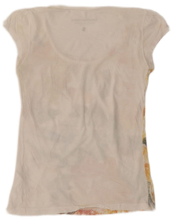 Calvin Klein Jeans T-shirt graphique pour femme UK 10 Petit motif floral blanc