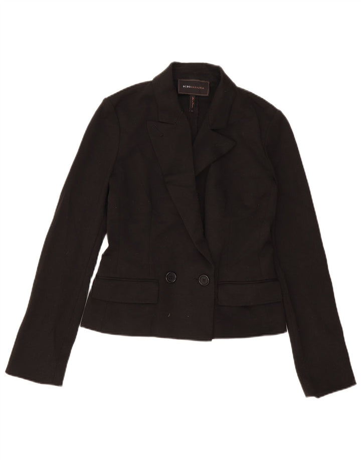 BCBGMAXAZRIA Womens Double Breasted Blazer Jacket UK 6 XS Black Polyester