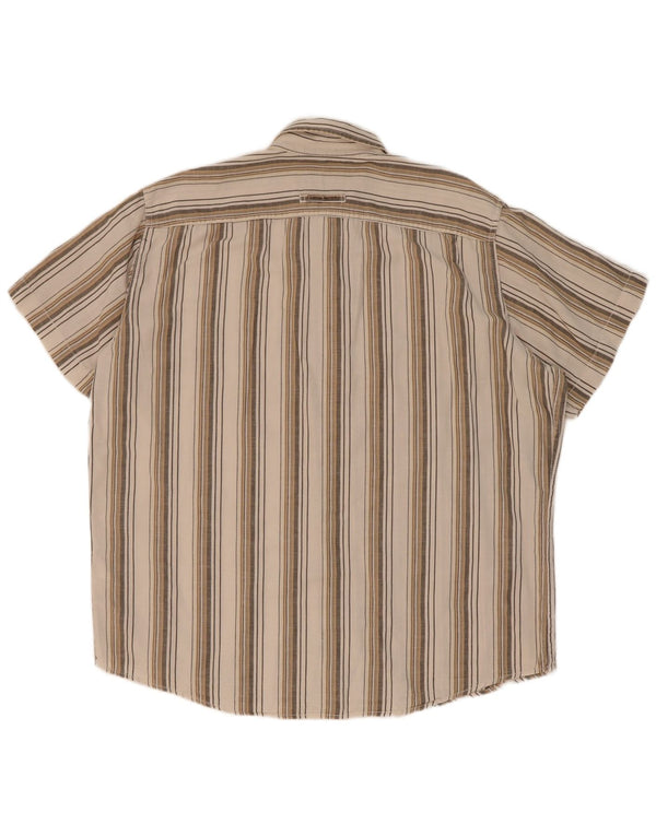 Camel Active Mens Modern Fit Short Sleeve Shirt XL Beige Striped Cotton