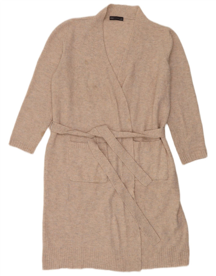Marks & Spencer Womens Longline Cardigan Sweater UK 14 Medium Beige