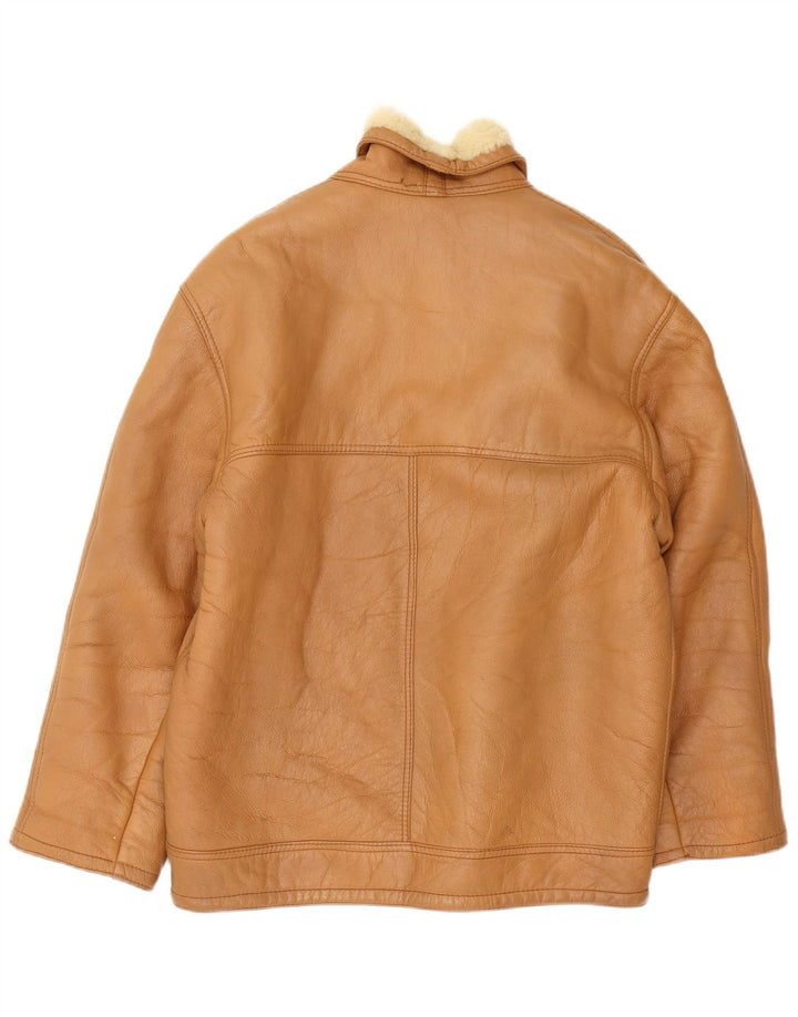 veste en peau de mouton homme vintage UK 40 Grand Brun