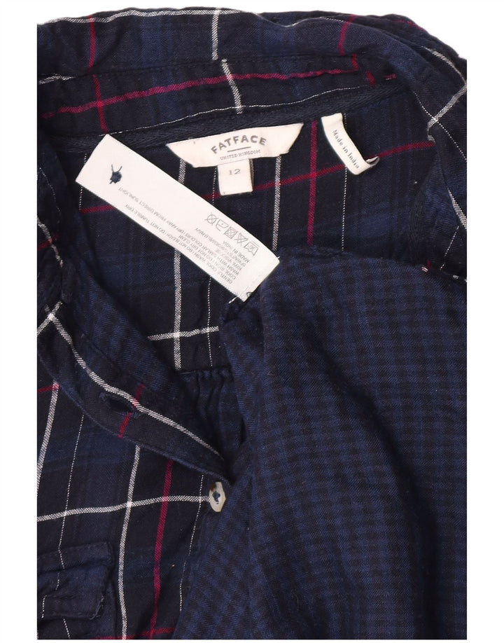 Fat Face Damen-Flanellhemd, UK 12, mittelblau, kariert, Viskose