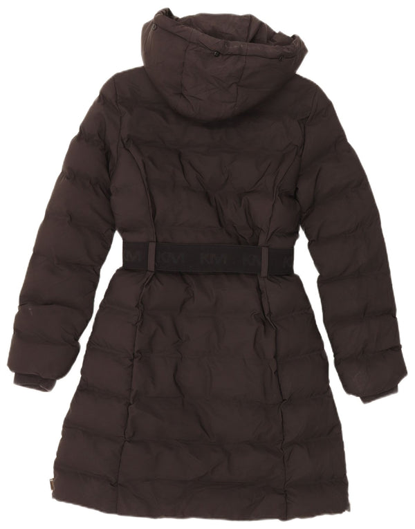 Karen Millen Womens Graphic Hooded Padded Coat UK 6 XS Black Polyester