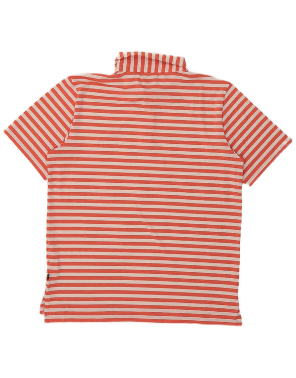 Calvin Klein Mens Golf Polo Shirt Medium Orange Striped Polyester