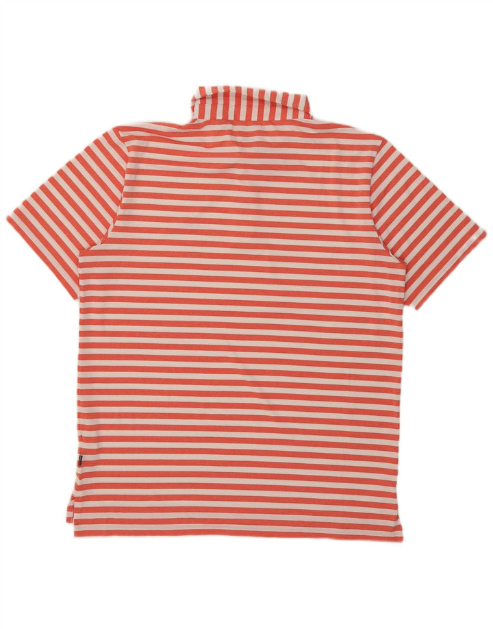 Camisa polo masculina de golfe Calvin Klein poliéster listrado laranja médio