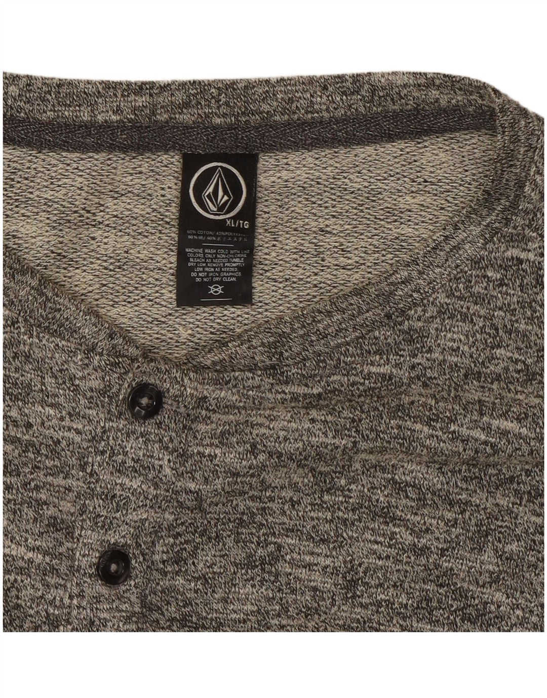 Volcom Mens Top Long Sleeve XL Grey Flecked Cotton