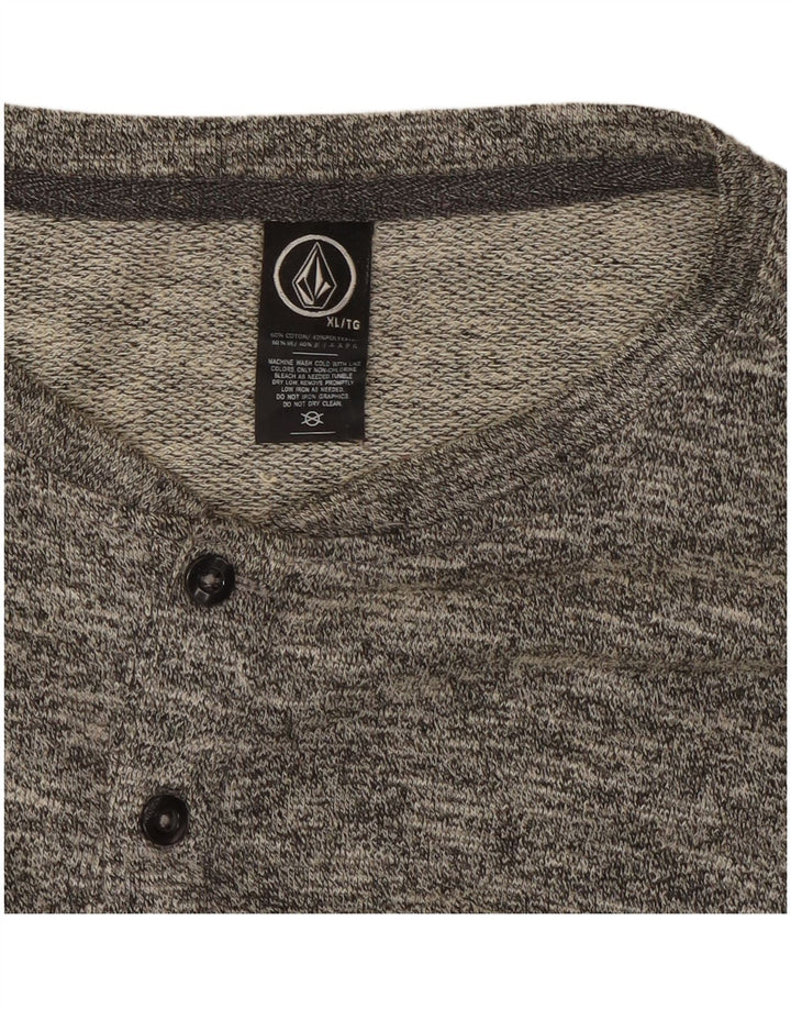 Volcom Mens Top Long Sleeve XL Grey Flecked Cotton