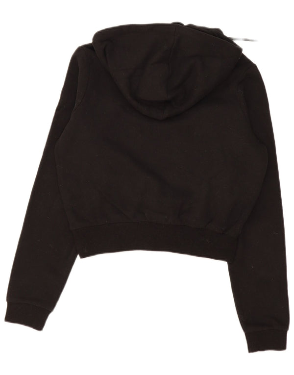 Fila Damen Crop Oversized Hoodie Pullover UK 10 Small Schwarz Baumwolle