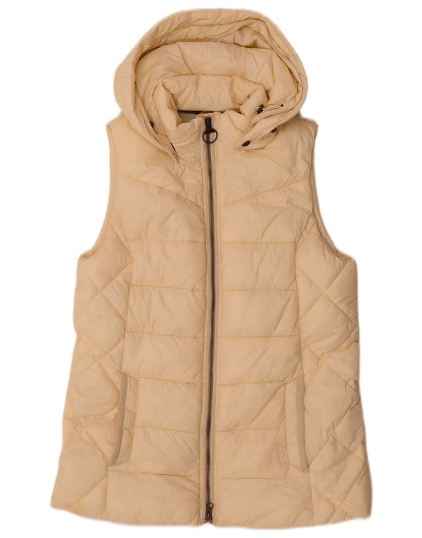 Barbour Dame Hætte Polstret Gilet UK 10 Lille gul polyamid