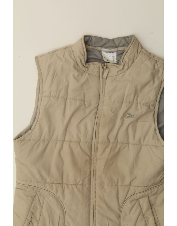 REEBOK Womens Padded Gilet UK 16 Large  Beige Polyester Vintage Reebok and Second-Hand Reebok from Messina Hembry 
