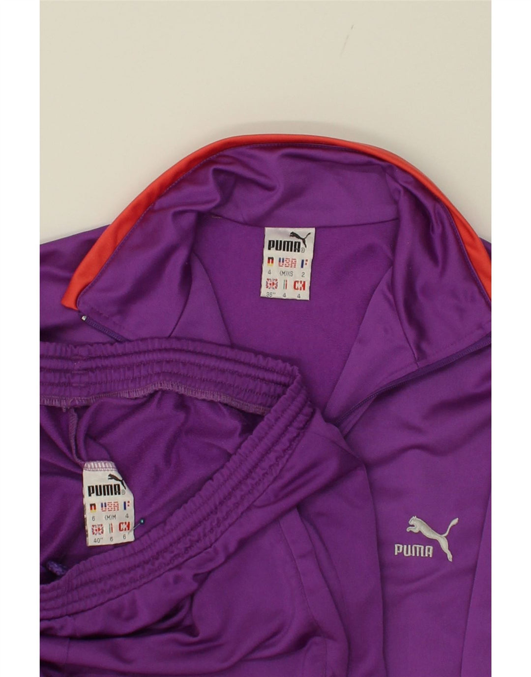 PUMA Girls Full Tracksuit 9-10 Years Medium Purple Colourblock Polyester Vintage Puma and Second-Hand Puma from Messina Hembry 