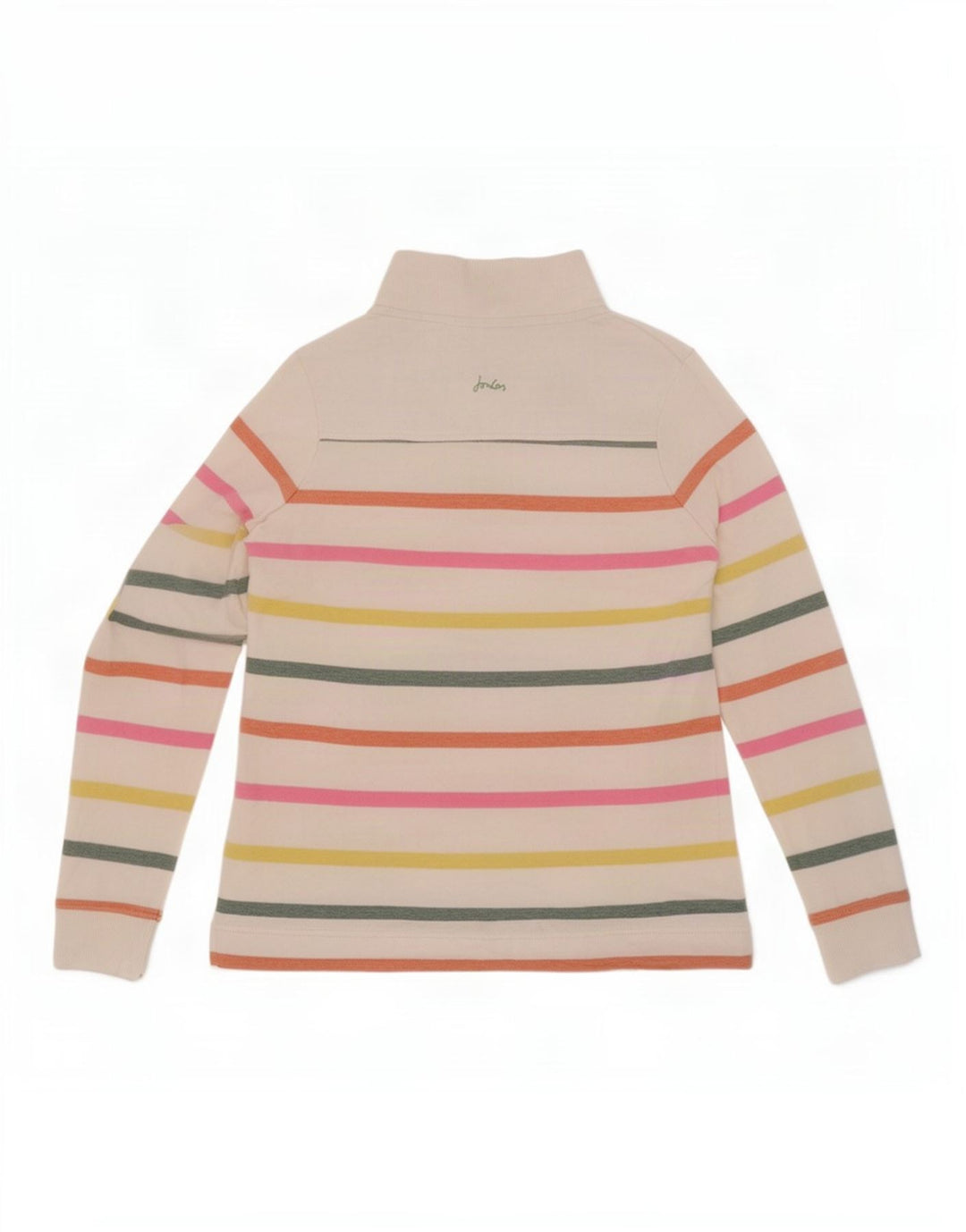 Joules Womens Button Neck Sweatshirt Jumper UK 10 Small White Striped