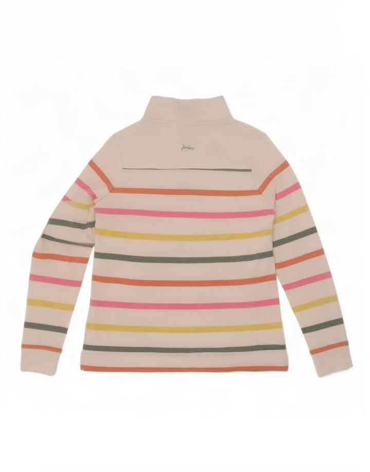 Joules Womens Button Neck Sweatshirt Jumper UK 10 Small White Striped