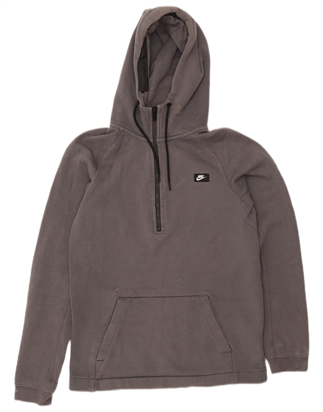 NIKE Mens Zip Neck Hoodie Jumper Small Grey Cotton