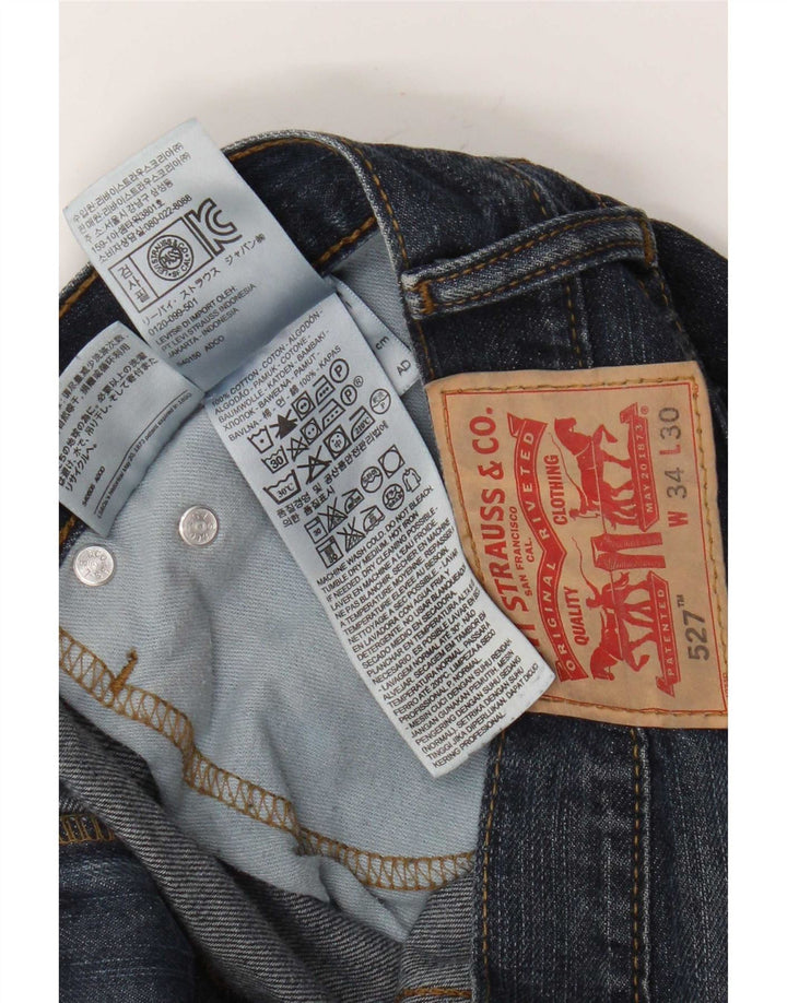 Levi's Uomo 527 Bootcut Jeans W34 L30 Blu Navy Cotone