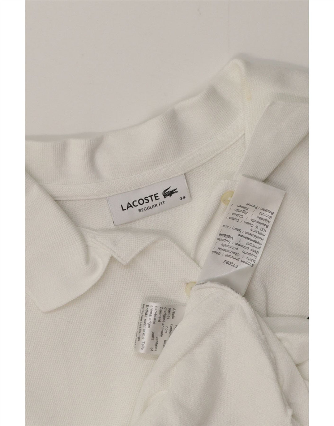 LACOSTE Womens Regular Fit Polo Shirt Size 34 Small White Cotton