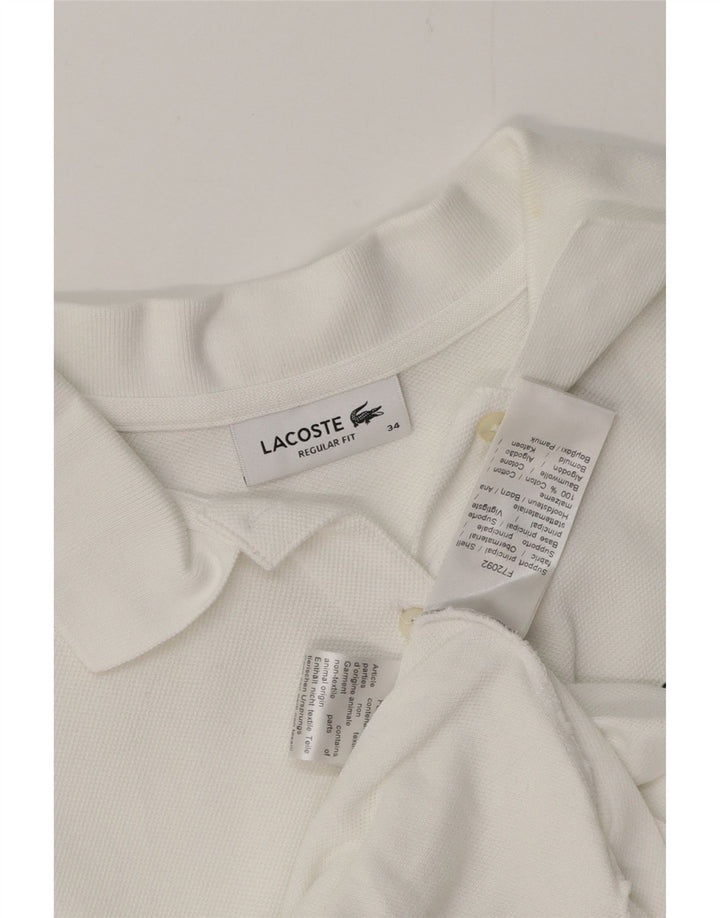 LACOSTE Womens Regular Fit Polo Shirt Size 34 Small White Cotton
