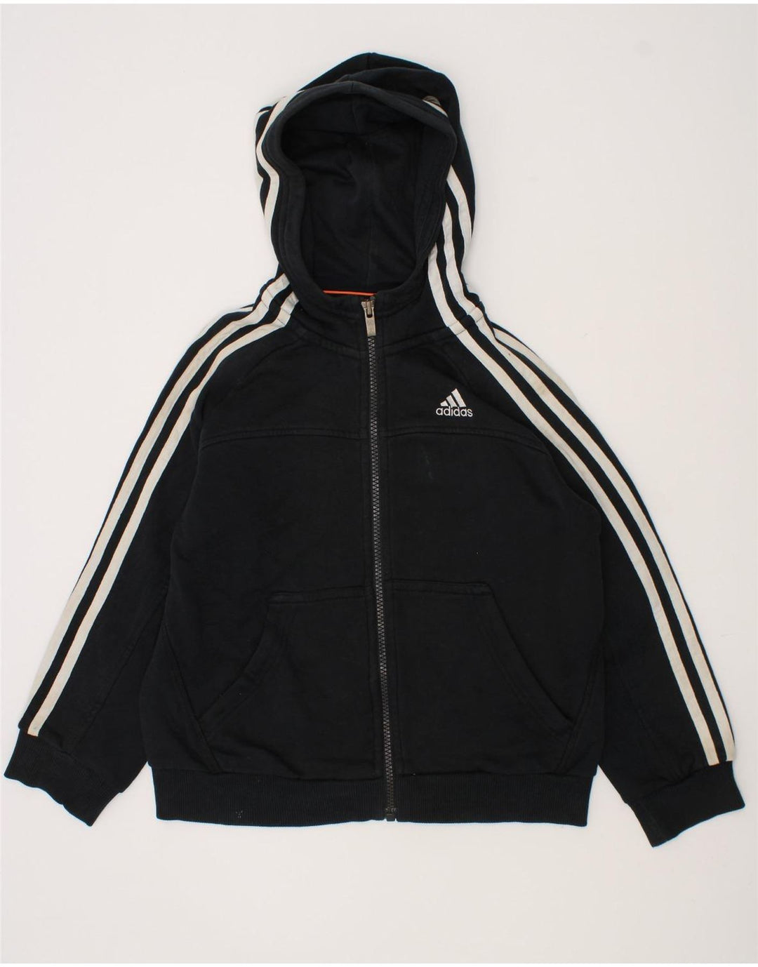 ADIDAS Boys Zip Hoodie Sweater 7-8 Years Black Cotton Vintage Adidas and Second-Hand Adidas from Messina Hembry 