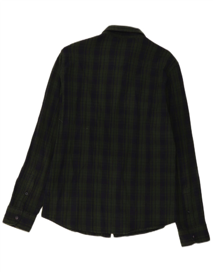 Lee Mens Slim Fit Flannel Shirt Large Green Check Cotton