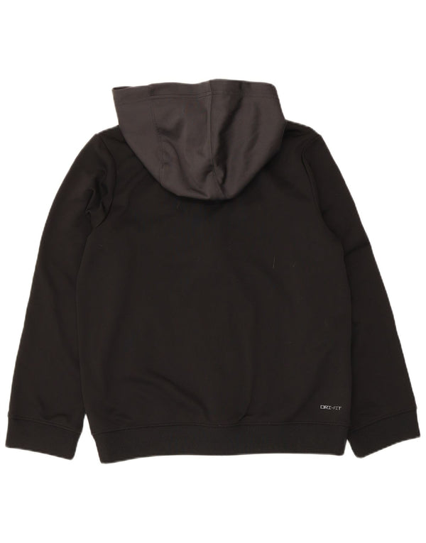Nike drenge Dri Fit hættetrøjetrøje med lynlås 12-13 år stor sort farveblok