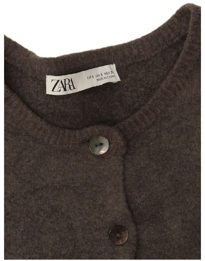 Zara Womens Crop Oversize Cardigan Pull UK 10 Petit Gris