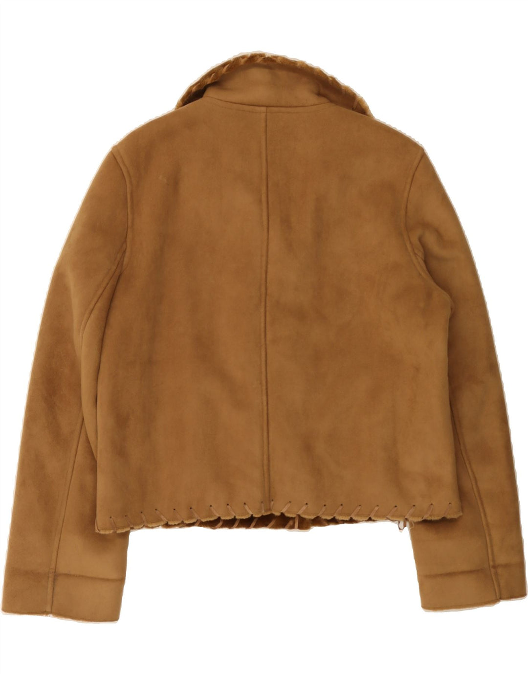 VINTAGE Womens Sherpa Jacket UK 14 Large Brown Polyester Vintage Vintage and Second-Hand Vintage from Messina Hembry 
