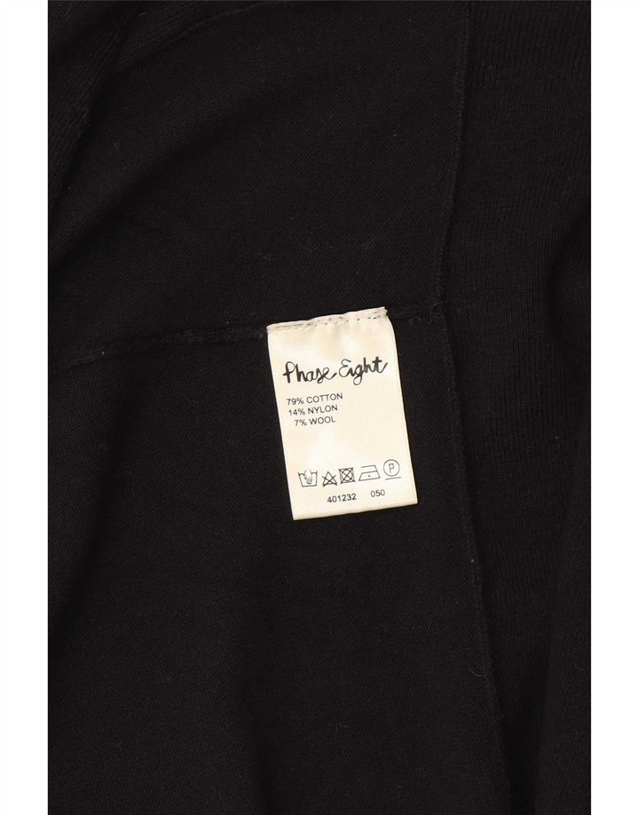Phase Eight Womens Longline Open Cardigan Sweater UK 14 Medium Black Bomuld