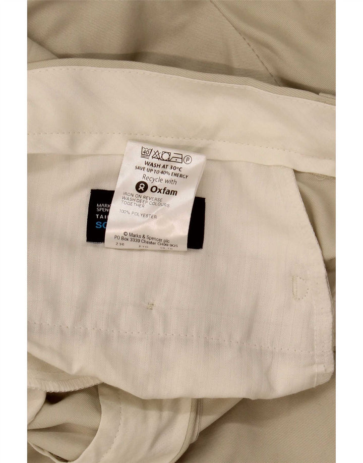 Marks & Spencer Mens Straight Chino Trousers W34 L33 Beige Polyester