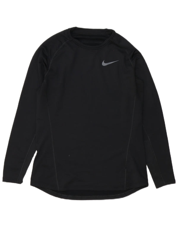 Nike Mens Dri Fit Top Long Sleeve Large Black Polyester
