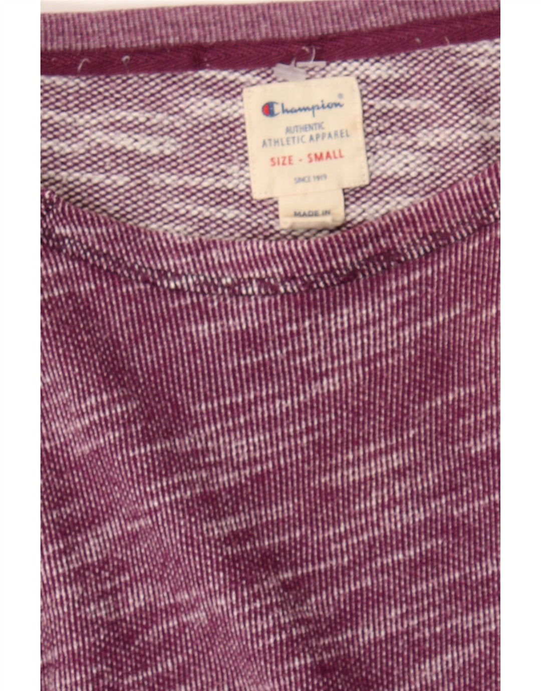 CHAMPION Womens Sweatshirt Jumper UK 10 Small Purple Pinstripe Cotton Vintage Champion and Second-Hand Champion from Messina Hembry 