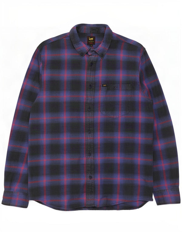 Camicia Lee da uomo in flanella dalla vestibilità rilassata, piccola, in cotone a quadri blu navy