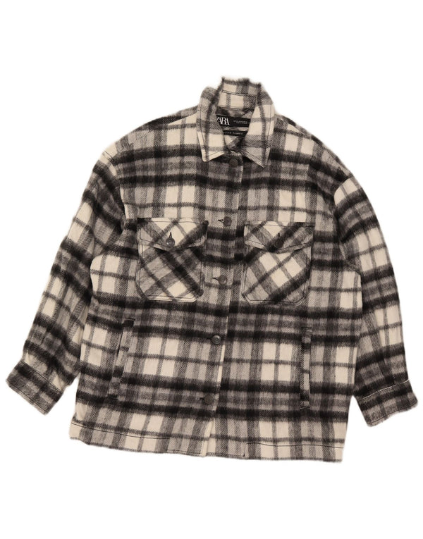 Zara Chemise surdimensionnée en flanelle Lumberjack pour femme UK 6 XS Noir à carreaux