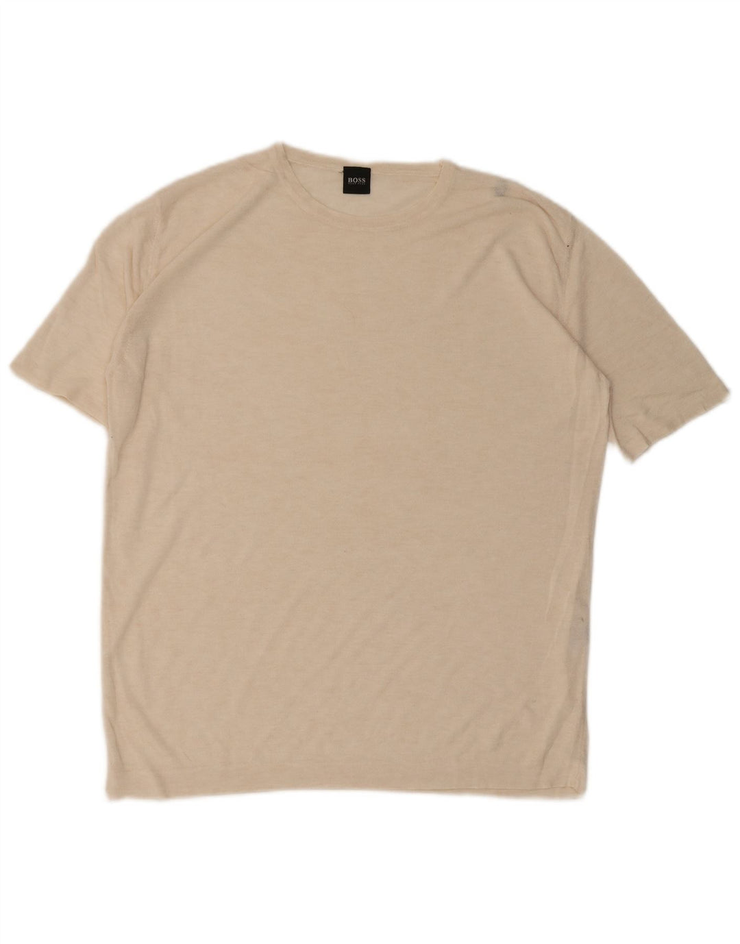 HUGO BOSS Mens T-Shirt Top IT 52 Large Beige Viscose